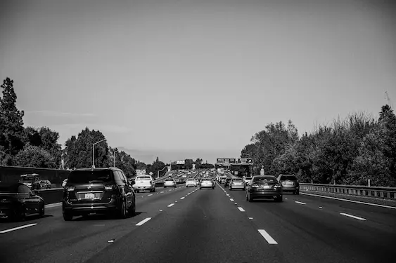 Busy multi-lane freeway where speeding and traffic offences commonly occur